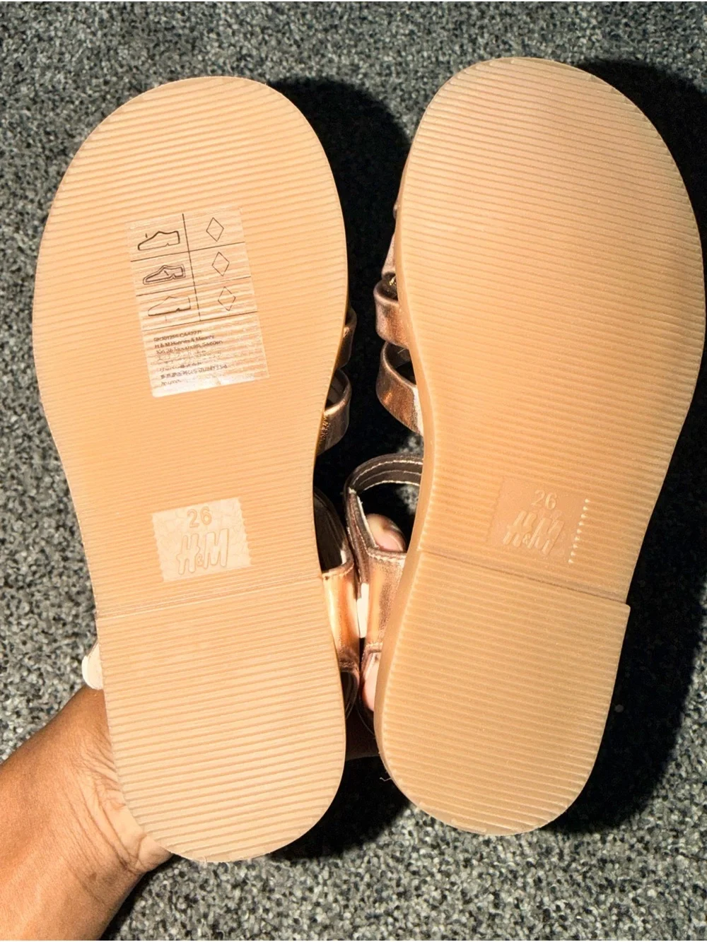 H&M Girls Metallic Rose Gold Braided Strappy Sandals
